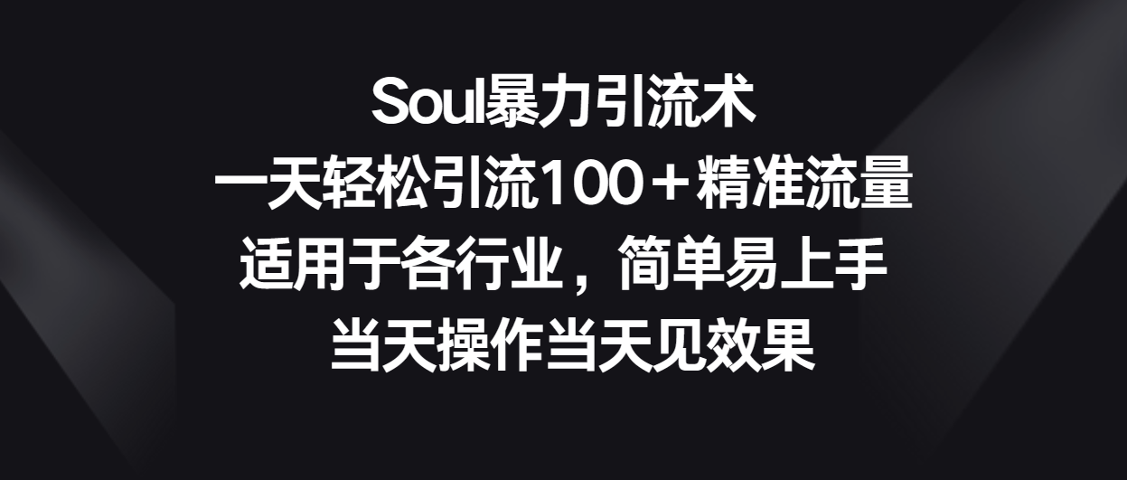 Soul暴力引流术，一天轻松引流100＋精准流量，适用于各行业，简单易上手！-就去找资源网