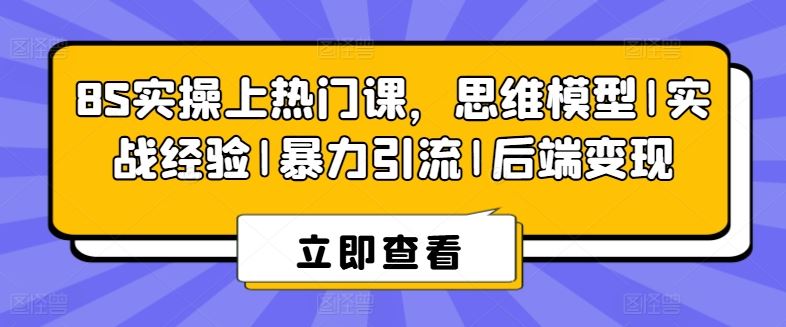 8S实操上热门课，思维模型|实战经验|暴力引流|后端变现-就去找资源网