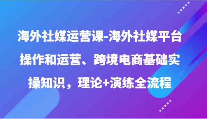 海外社媒运营课-海外社媒平台操作和运营、跨境电商基础实操知识,理论+演练全流程-就去找资源网
