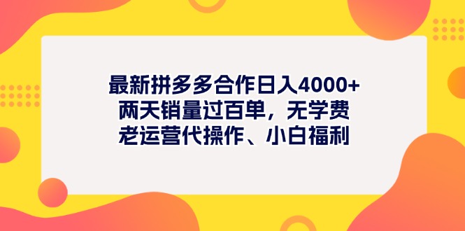 (11410期)最新拼多多项目日入4000+两天销量过百单,无学费、老运营代操作、小白福利-就去找资源网