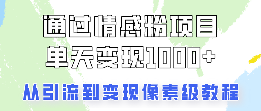 关于情感粉变现项目,我是怎么做到单天赚1000+的?从引流到变现像素级教程-就去找资源网