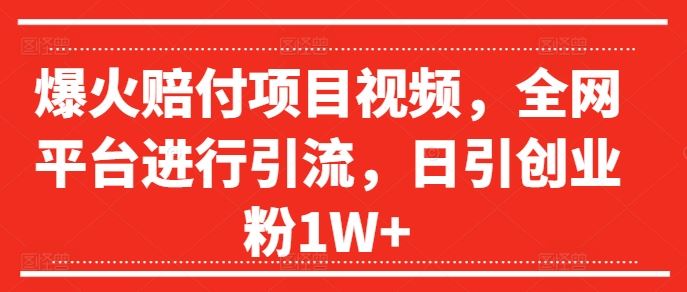爆火赔付项目视频，全网平台进行引流，日引创业粉1W+【揭秘】-就去找资源网