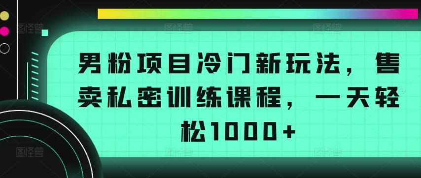 男粉项目冷门新玩法，售卖私密训练课程，一天轻松1000+【揭秘】-就去找资源网