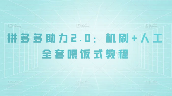 拼夕夕助力 2.0 新玩法：机刷+人工全套交付，喂饭式教程-就去找资源网