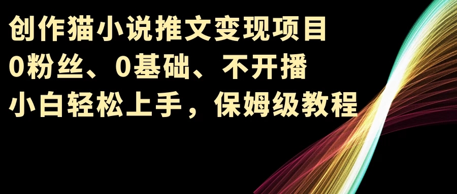 小说推文变现项目,0粉丝、0基础、不开播、小白轻松上手,保姆级教程-就去找资源网