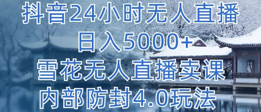 抖音24小时无人直播 日入5000+，雪花无人直播卖课，内部防封4.0玩法【揭秘】-就去找资源网