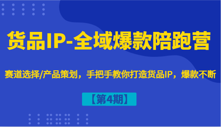 货品IP-全域爆款陪跑营【第4期】赛道选择/产品策划,手把手教你打造货品IP,爆款不断-就去找资源网