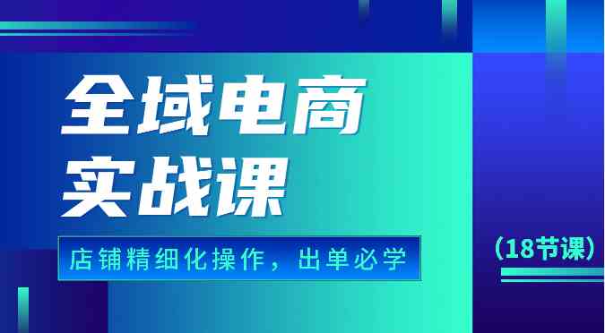 全域电商实战课，个人店铺精细化操作流程，出单必学内容（18节课）-就去找资源网