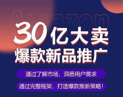 亚马逊·30亿大卖爆款新品推广,可复制、全程案例实操的爆款推新SOP-就去找资源网