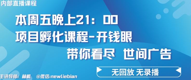 4.26日内部回放课程《项目孵化-开钱眼》赚钱的底层逻辑【揭秘】-就去找资源网