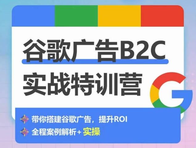谷歌广告B2C实战特训营，500+谷歌账户总结经验，实战演示如何从0-1搭建广告账户-就去找资源网