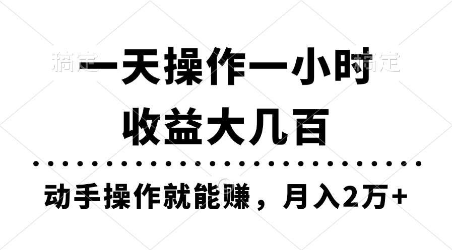 (11263期)一天操作一小时,收益大几百,动手操作就能赚,月入2万+教学-就去找资源网