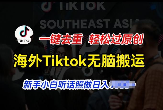 海外Tiktok短视频无脑搬运，一键去重轻松过原创，新手小白听话照做日入几张【揭秘】-就去找资源网