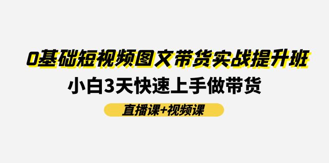 0基础短视频图文带货实战提升班，小白3天快速上手做带货(直播课+视频课)-就去找资源网