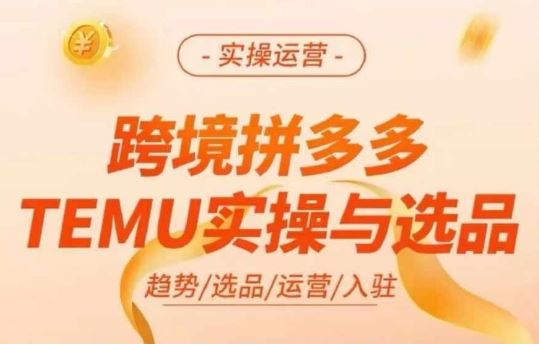 跨境拼多多TEMU实操与选品，多多temu跨境选品运营实操-就去找资源网
