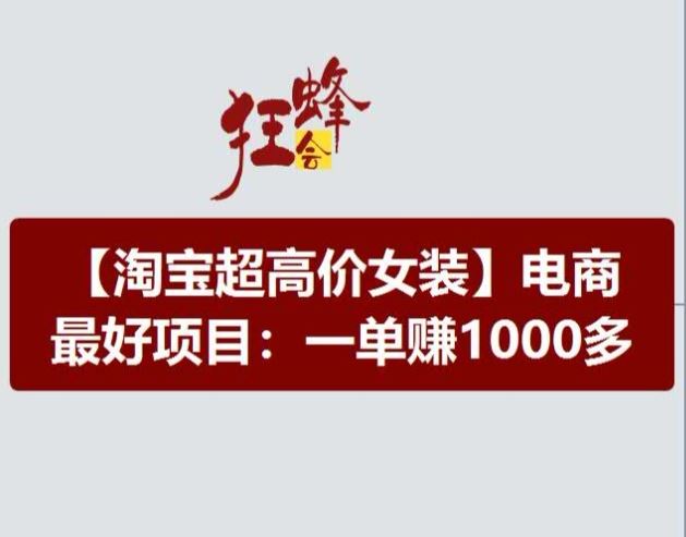 淘宝超高价女装项目，电商最好赛道，一单赚1000多-就去找资源网