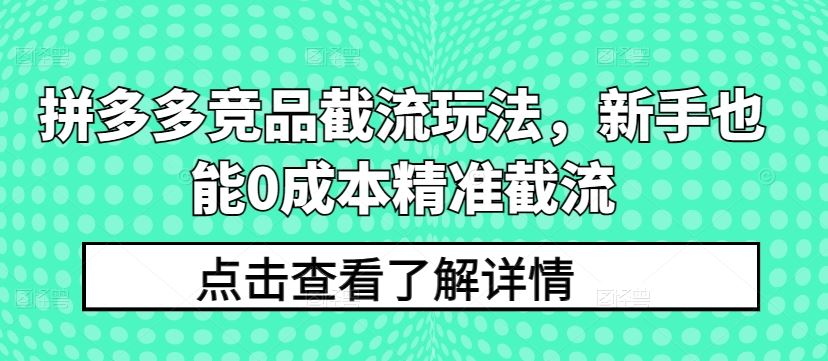 拼多多竞品截流玩法,新手也能0成本精准截流-就去找资源网