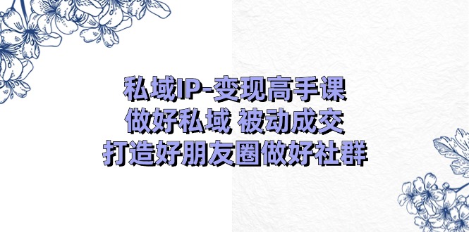 （11209期）私域IP-变现高手课：做好私域 被动成交，打造好朋友圈做好社群（18节）-就去找资源网