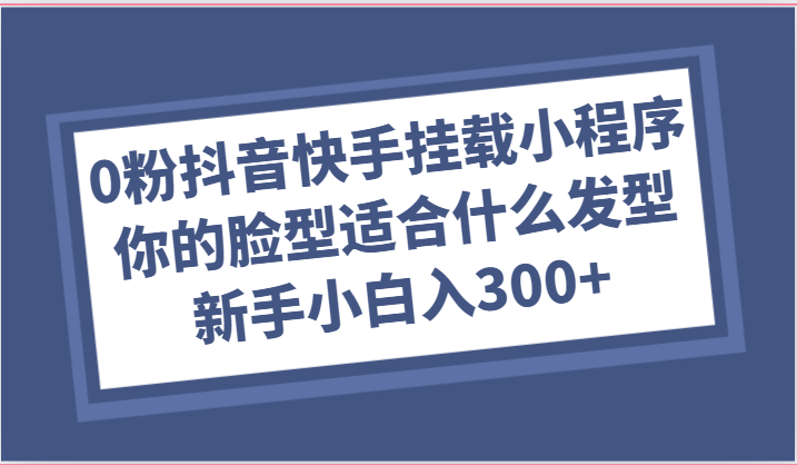 0粉抖音快手挂载小程序，你的脸型适合什么发型玩法，新手小白日入300+-就去找资源网