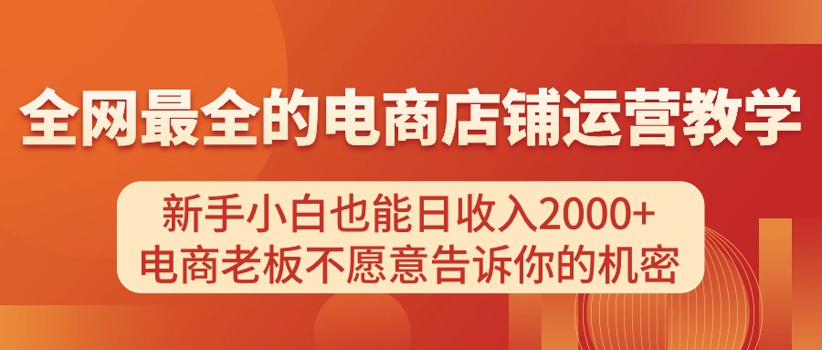 （11266期）电商店铺运营教学，新手小白也能日收入2000+，电商老板不愿意告诉你的机密-就去找资源网