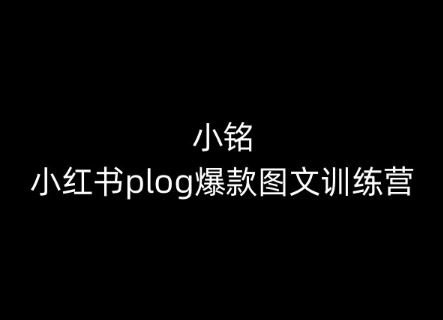 小铭-小红书plog爆款图文训练营，教你从0-1做小红书-就去找资源网