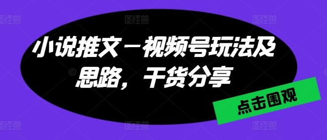 小说推文—视频号玩法及思路,干货分享-就去找资源网