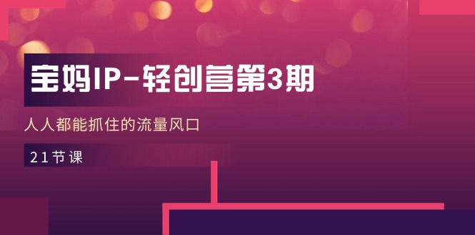 (11042期)宝妈IP-轻创营第3期,人人都能抓住的流量风口(21节课)-就去找资源网