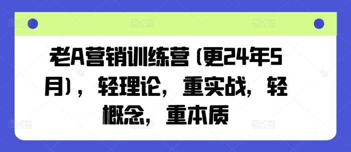 老A营销训练营(更24年5月),轻理论,重实战,轻概念,重本质-就去找资源网