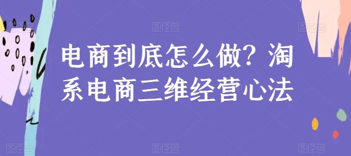 电商到底怎么做?淘系电商三维经营心法-就去找资源网