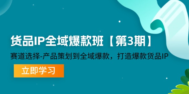 货品IP全域爆款班【第3期】赛道选择、产品策划到全域爆款，打造爆款货品IP-就去找资源网