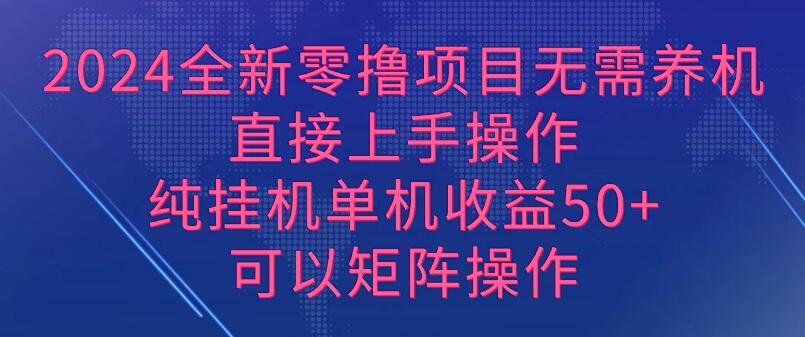 2024全新零撸项目，无需养机，直接上手操作纯挂机单机收益50+，可以矩阵操作-就去找资源网