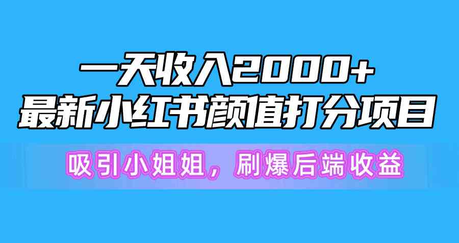 (10187期)一天收入2000+,最新小红书颜值打分项目,吸引小姐姐,刷爆后端收益-就去找资源网