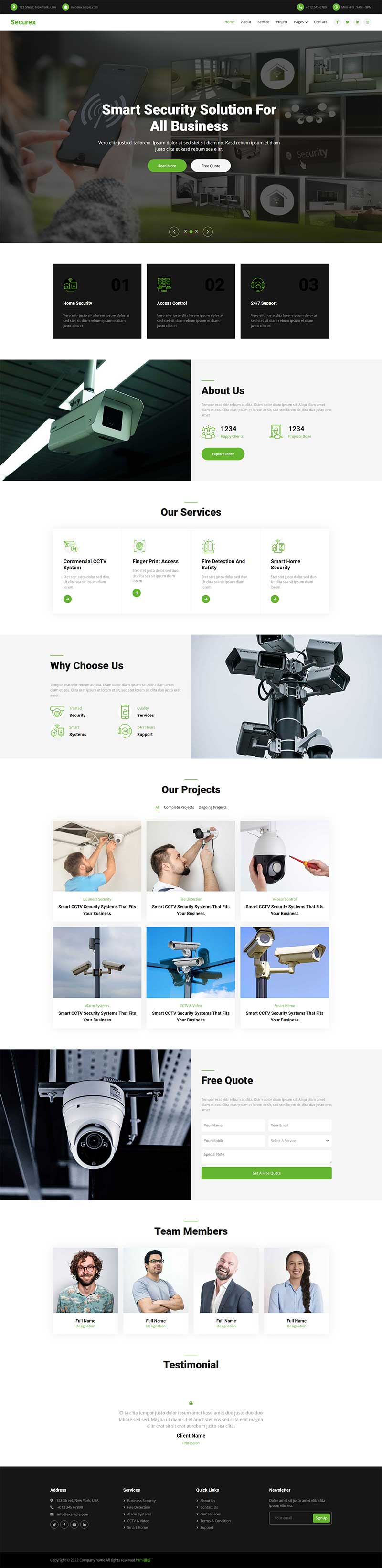 摄像头监控设备企业网站html模板-就去找资源网
