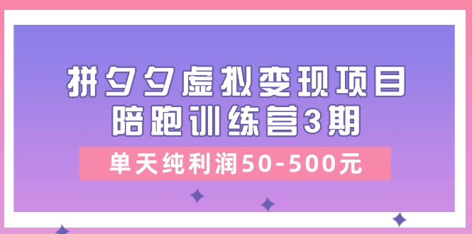 (11000期)某收费培训《拼夕夕虚拟变现项目陪跑训练营3期》单天纯利润50-500元-就去找资源网