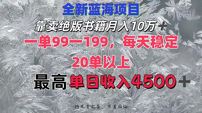 （12512期）靠卖绝版书籍月入10W+,一单99-199，一天平均20单以上，最高收益日入4500+-就去找资源网
