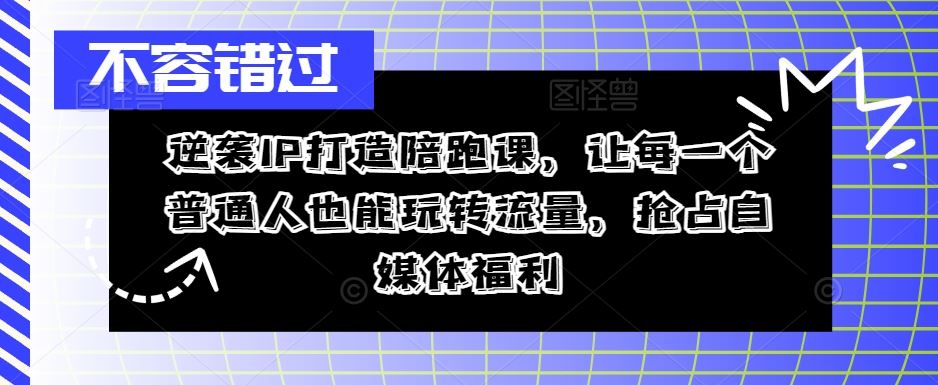 逆袭IP打造陪跑课，让每一个普通人也能玩转流量，抢占自媒体福利-就去找资源网