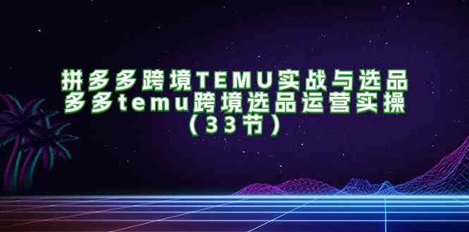 拼多多跨境TEMU实战与选品,多多temu跨境选品运营实操(33节)-就去找资源网