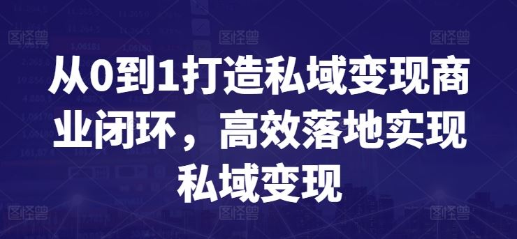 从0到1打造私域变现商业闭环，高效落地实现私域变现-就去找资源网