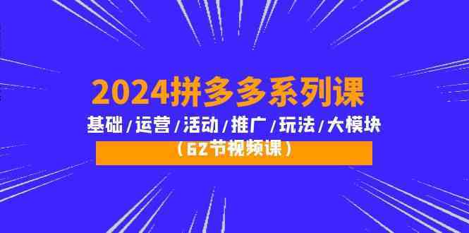 2024拼多多系列课：基础/运营/活动/推广/玩法/大模块（62节视频课）-就去找资源网