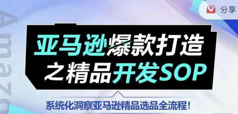 【训练营】亚马逊爆款打造之精品开发SOP，系统化洞察亚马逊精品选品全流程-就去找资源网