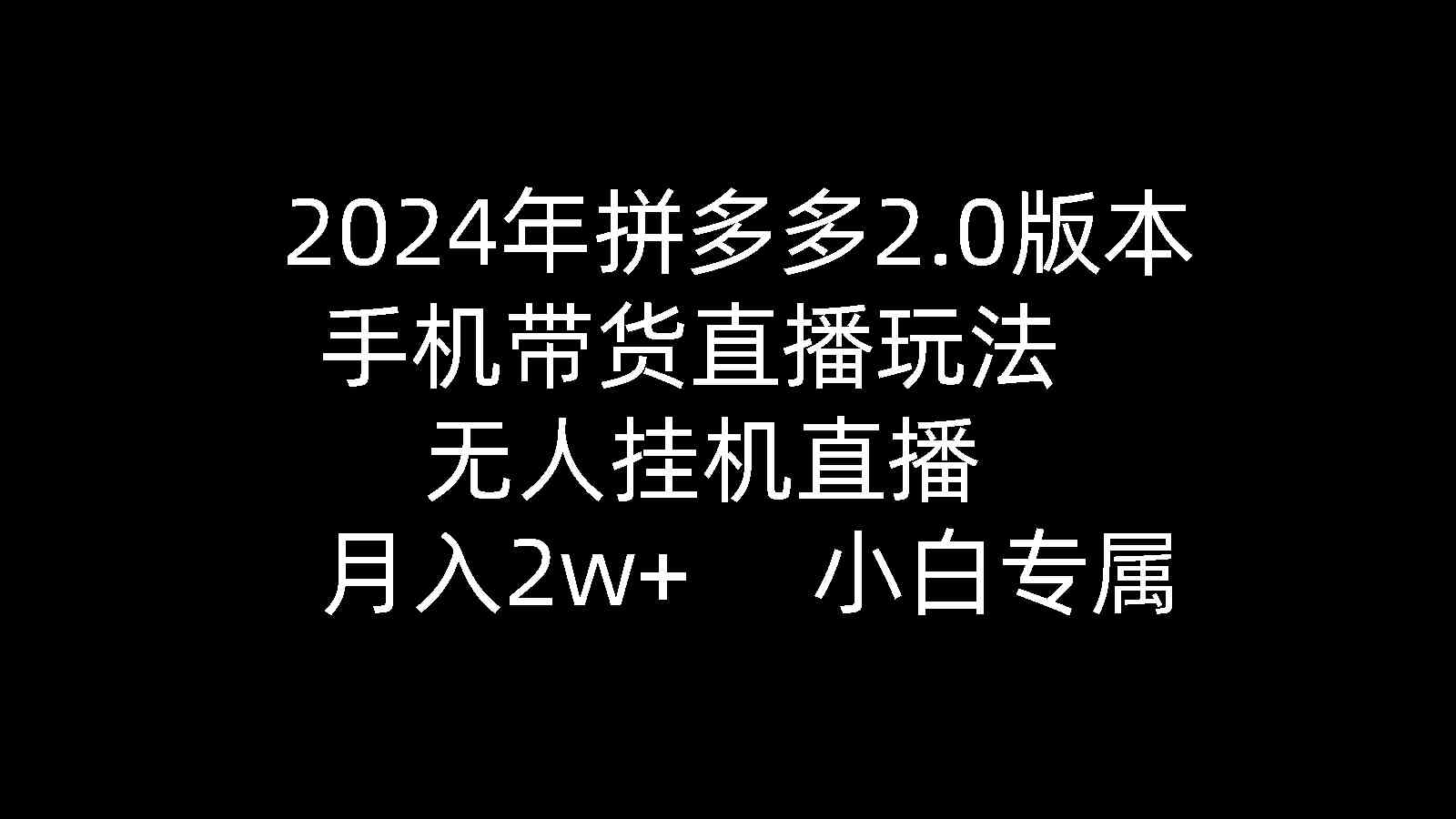 （9768期）2024年拼多多2.0版本，手机带货直播玩法，无人挂机直播， 月入2w+， 小…-就去找资源网