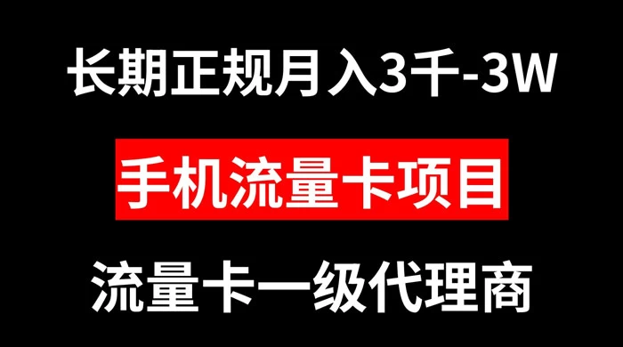 手机流量卡代理月入 3000-3w 长期正规项目-就去找资源网