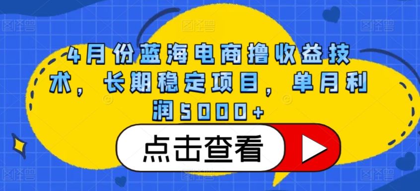 4月份蓝海电商撸收益技术,长期稳定项目,单月利润5000+【揭秘】-就去找资源网
