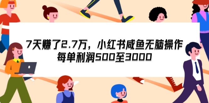 (12192期)7天收了2.7万,小红书咸鱼无脑操作,每单利润500至3000-就去找资源网