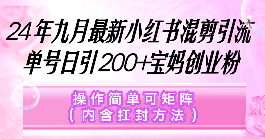 （12530期）小红书混剪引流，单号日引200+宝妈创业粉，操作简单可矩阵（内含扛封…-就去找资源网