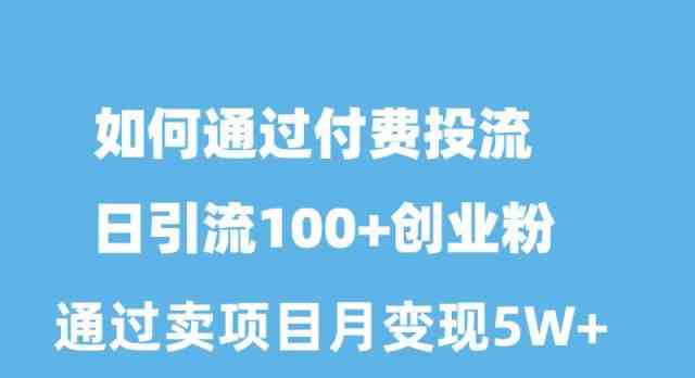 （10189期）如何通过付费投流日引流100+创业粉月变现5W+-就去找资源网