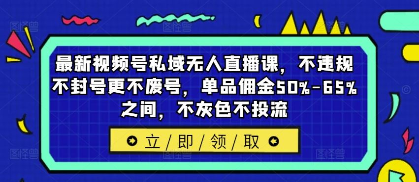 最新视频号私域无人直播课,不违规不封号更不废号,单品佣金50%-65%之间,不灰色不投流-就去找资源网