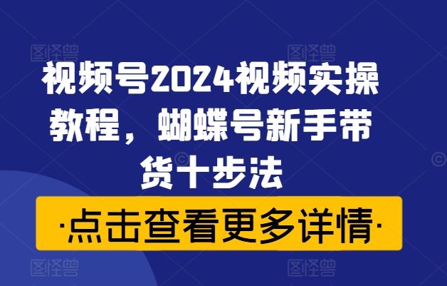 视频号2024视频实操教程，蝴蝶号新手带货十步法-就去找资源网