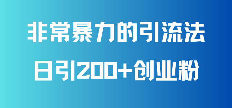 非常暴力的引流方法，可日引200+创业粉，靠卖项目月入10W+-就去找资源网