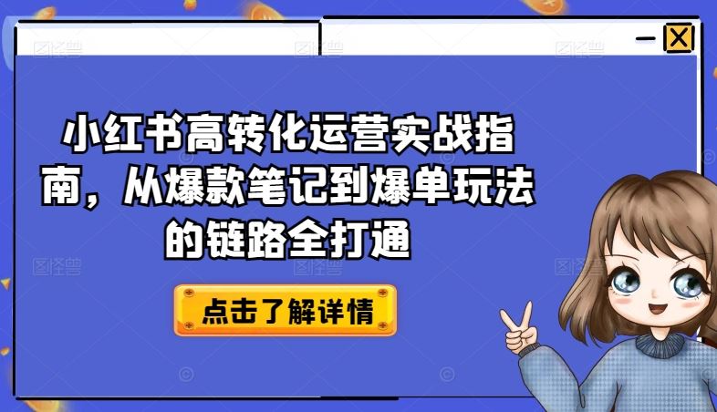 小红书高转化运营实战指南，从爆款笔记到爆单玩法的链路全打通-就去找资源网